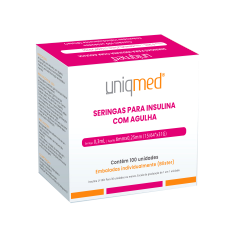 Seringas embaladas individualmente para Insulina Uniqmed 0,3mL (30UI) Agulha 6x0,25mm 31G - Caixa com 100 seringas
